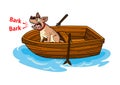 Vector - Dog on a wooden boat on a white background