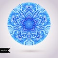 Vector doily watercolor vector gzhel pattern. Decorative white a Royalty Free Stock Photo