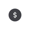 Vector dollar coin icon. Money sign. Currency symbol. Finance illustration. Earnings symbol. Cash sign