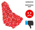 Vector Dolor Barbados Map Collage of Sad Smileys