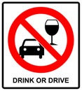 Vector don t drink and drive sign.