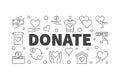 Vector donate outline horizontal banner or illustration