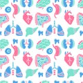 Vector Donate organs Transplantation concept seamless patterns