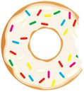 Vector Donut With a Mouth Bite Royalty Free Stock Photo