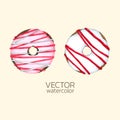 Vector Donuts watercolor . Hand drawn for Greeting Card, Packaging , Bakery Shop and more