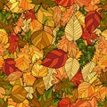 Vector doodle autumn leaves seamless pattern