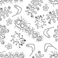 Vector Doodle Bacteria Germs or Cartoon Monsters . Hand Drawn Viruses Collection Isolated