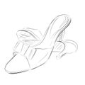 Doodle Black Outline of Woman Shoes, High Heel