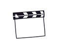 Vector doodle clapperboard isolated. Black on white flapper illustration. A hand-drawn tool for the filmmaking