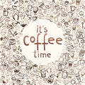 Vector doodle coffee and tea background Royalty Free Stock Photo