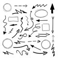 Vector doodle design elements. Hand drawn arrows, frames.Vector illustration