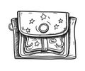 Vector doodle draw, Cute bag with Stars ornament, Lineart