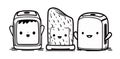 Vector doodle draw, Cute Toaster Clipart, Lineart