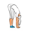 Vector drawn image with woman performs stretching