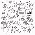 Vector doodle elements set, black on a white background. Arrows, heart, love, star, items . Royalty Free Stock Photo