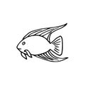 Vector doodle fish icon. Logo design template. Cute hand drawn childish linear illustration for print, web Hand-drawn Royalty Free Stock Photo
