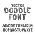 Vector Doodle Font ABC Hand Drawn Style Alphabet. Letters Set Isolated on White Background Royalty Free Stock Photo