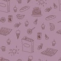 Vector Doodle Food Elements Pattern