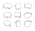 Vector Doodle Frames Set Isolated on Whtie Background, Hand Drawn Speech Bubbles Collection, Outline Drawings. Royalty Free Stock Photo