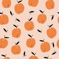 Vector doodle fruit pattern in orange