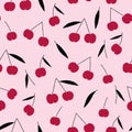 Vector doodle fruit pattern in pink