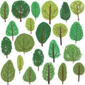 Vector doodle green trees