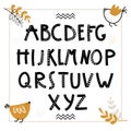 Vector doodle hand-drawn colored alphabets with frame. Children's poster with a cute Scandinavian style alphabet.Lovely Royalty Free Stock Photo