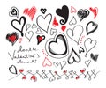 Vector doodle heart elements collection