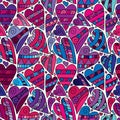 Vector Doodle Hearts Seamless Pattern Background with many hand drawn hearts.