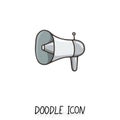 Vector doodle icon with megaphone. Speaker pictogram.