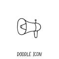 Vector doodle icon with megaphone. Speaker pictogram.