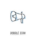 Vector doodle icon with megaphone. Speaker pictogram.