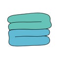 Vector doodle illustration green and blue folded clothers