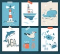 Vector doodle illustration. North sea. Scandinavian style. Ready