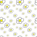 Vector doodle illustration with seamless pattern of fiowers