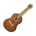 Vector doodle illustration of a wooden old cowboy guitar. An authentic musical instrument for country or wild west music