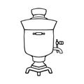 vector doodle samovar icon, Images coloring book for children, Russian motifs