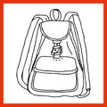 Vector doodle school backpack satchel wear illustration line isolated.