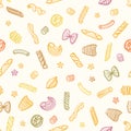 Vector Doodle Seamless Pasta Pattern Royalty Free Stock Photo