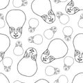 Vector doodle seamless pattern alien. Outline masks for background. Hand drawn black and white illustration