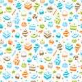 Vector doodle seamless pattern with bake and sweets.