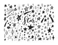 Vector doodle set of stars. Hand drawn sketch styled elements. Isolated objects. Background Royalty Free Stock Photo