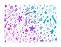 Vector doodle set of stars. Hand drawn sketch styled elements. Isolated objects. Background Royalty Free Stock Photo