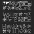 Vector doodle set with travel icons Adventure Explore Camera Passport Ticket Map Backpack Doodle pattern Royalty Free Stock Photo