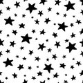 Vector Doodle Star Seamless Pattern. Cute sketch hand drawn stars print on white background. Night sky and space texture Royalty Free Stock Photo