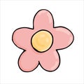 Vector doodle style element, drawing, cute flower, color