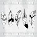 Vector Doodle Stylized Feather Background