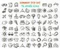 Vector doodle summer trip icons set