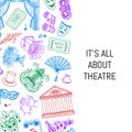 Vector doodle theatre elements background illustration Royalty Free Stock Photo