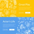 Vector doodle theatre elements web banners illustration